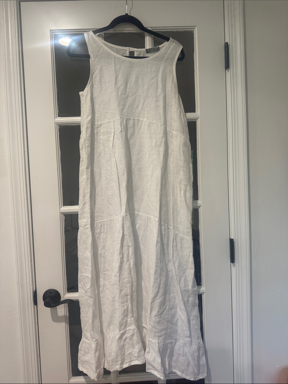 Pistache made in Italy Women's Sleeveless White Linen Maxi Dress